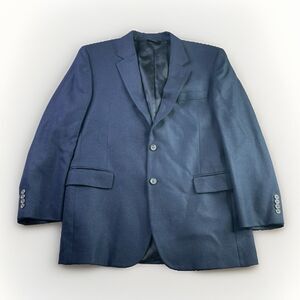 Jos A Bank Navy Blue Wool Bamboo Rayon Sport Coat Blazer Men’s 43R 2 Button